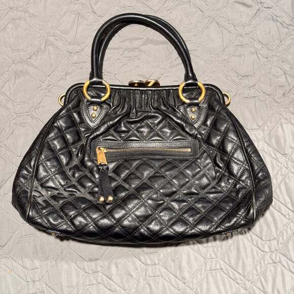 Marc Jacobs Black Quilted Leather Stam Satchel Y2K - Picture 1 of 5